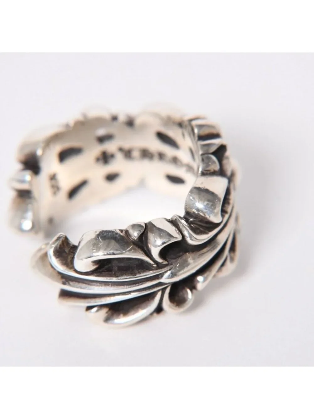 Chrome Hearts Double Floral Cloth Sling Ring Cross 925 Sterling Silver